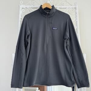 Patagonia R1 Jacket Men's Large Forge Grey 1/4 Zip Pullover Polartech Thermal